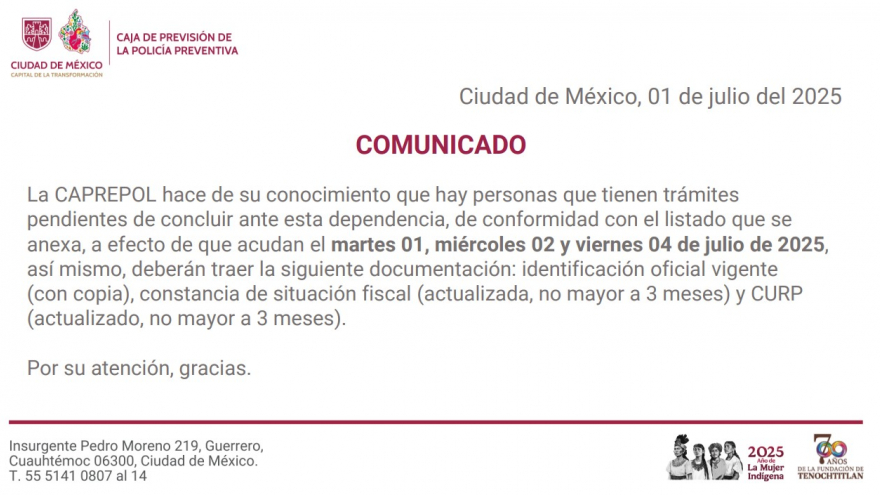 Aviso Importante. De clic para descargar el listado